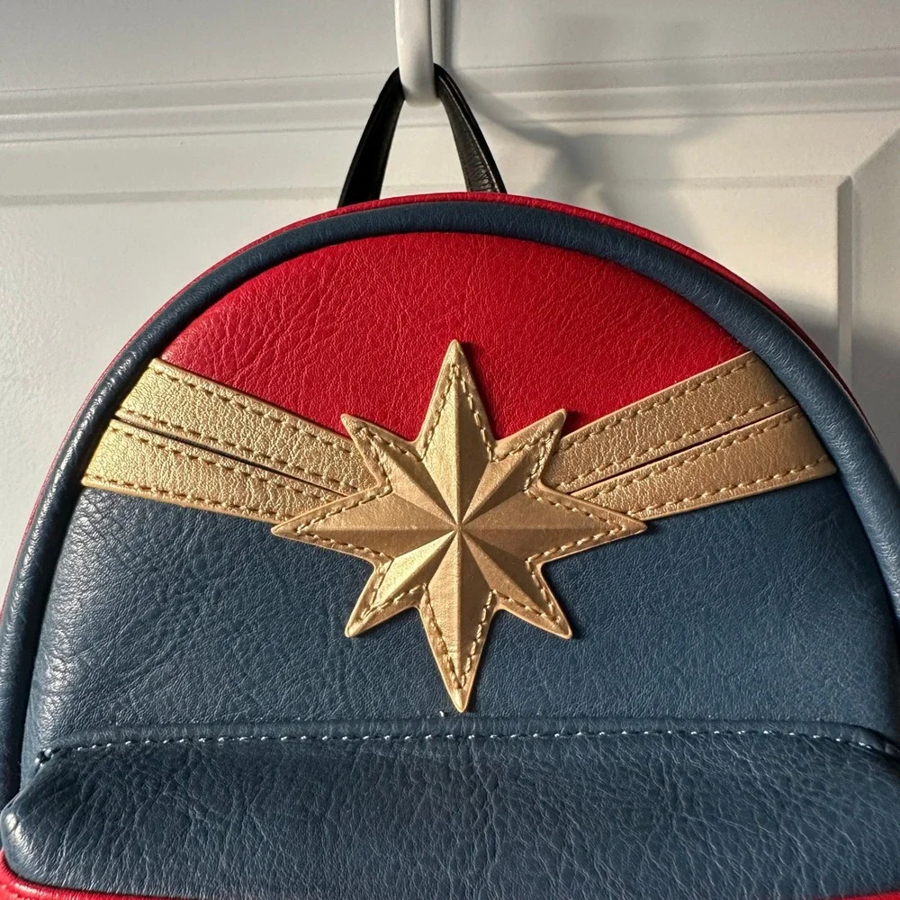 Loungefly Marvel Captain America Star Emblem Mini Backpack Red Blue Gold